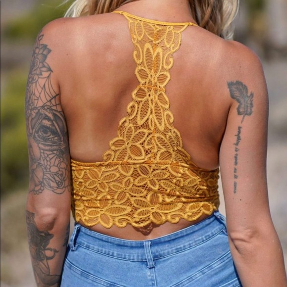 🌼 Daisy Lace Boho Longline Padded Bralette NWT - Picture 10 of 14